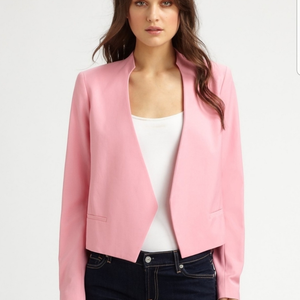 Theory Viviette Blazer Pink Cotton Fitted Size 8